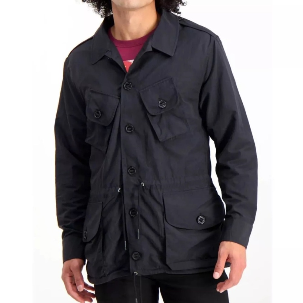 BLDWN Men’s Size Med Shore Lightweight Utility Jacket in Black Nylon NWT Pockets